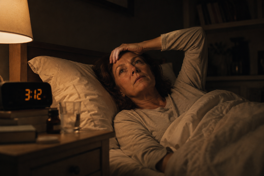 Una mujer desvelada en plena noche