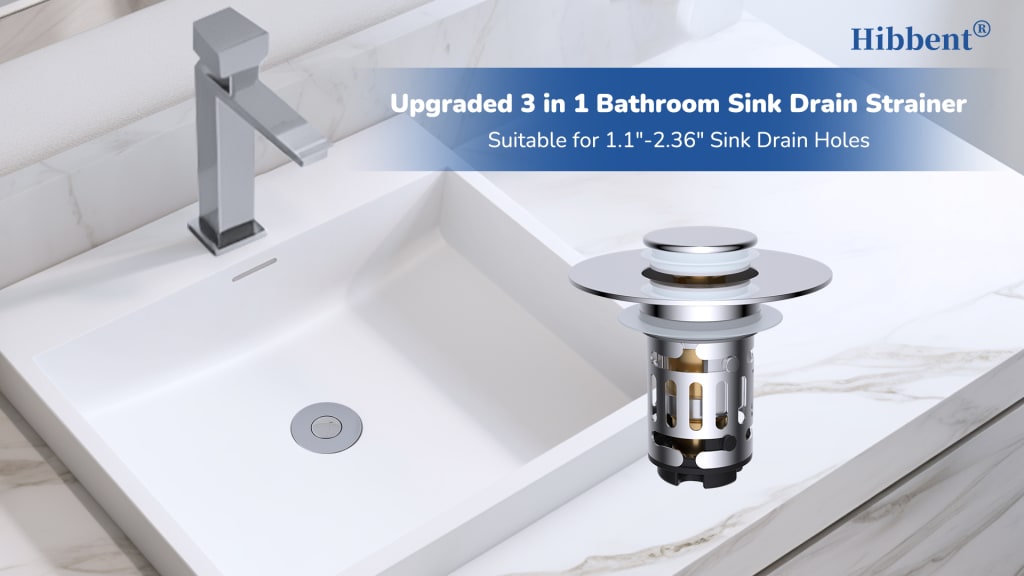 DrainGuard 3 in 1 Bathroom Sink Drain Strainer